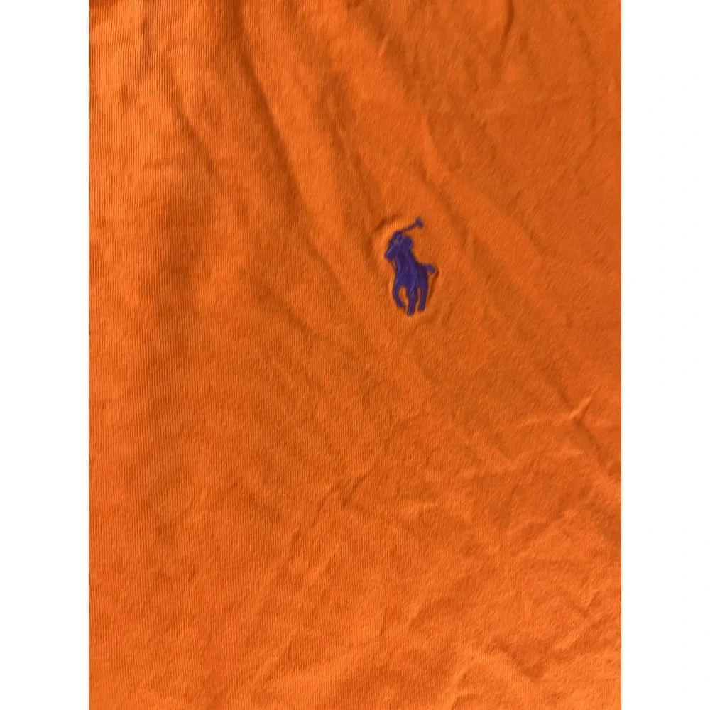 Polo Ralph Lauren Crew Neck T-Shirt Mens L Orange Short Sleeve Blue Pony Logo